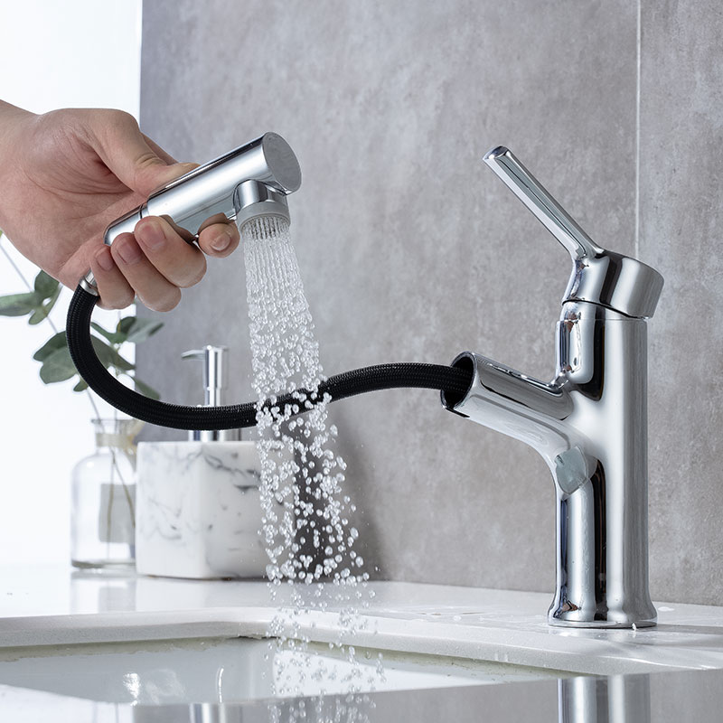 Single Handle Bathroom Basin Faucet With Sprayer-YSBF034