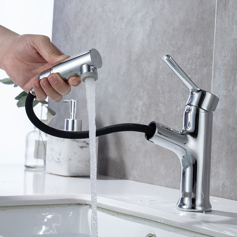 Single Handle Bathroom Basin Faucet With Sprayer-YSBF034