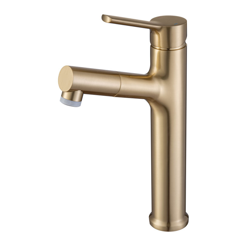 Brass Gold Bathroom Basin Faucets With Sprayer-YSBF035