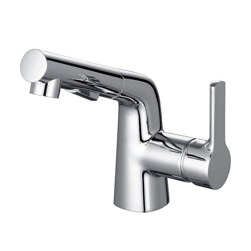 Chrome Bathroom Sink Faucet With Pull Out Sprayer-YSBF036