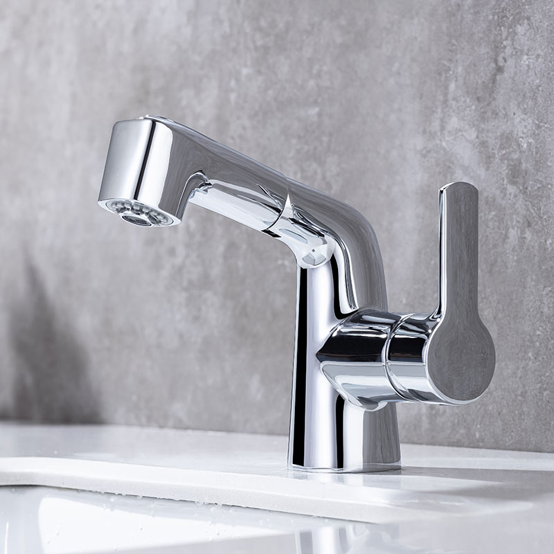 Single Handle Bathroom Sink Faucet With Sprayer-YSBF040